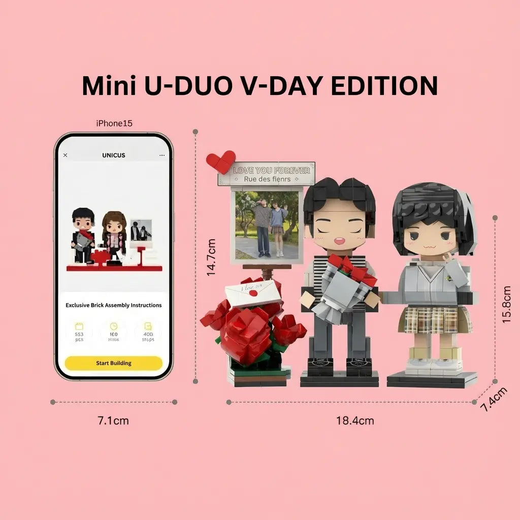 Mini U - Duo | Valentine's Romantic Rose Custom Couple Brick Figures Valentine's Special