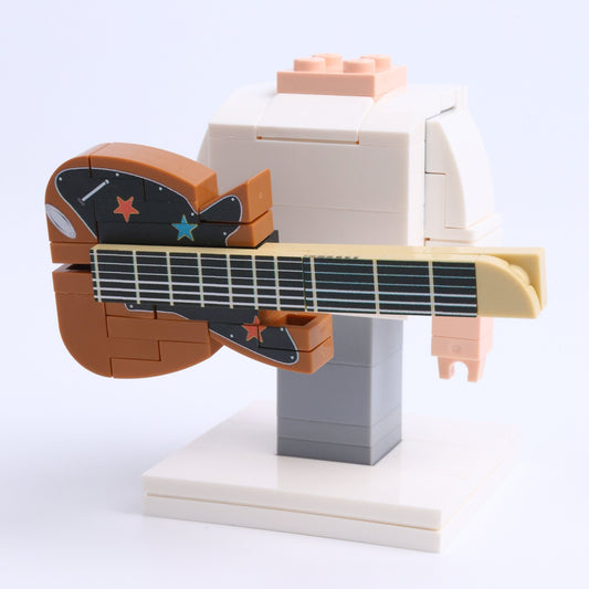 Electric Guitar With Color Stars brick figure accessory, right-side view
