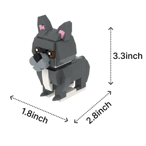 French Bulldog dog brick figure, size guide