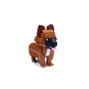 German Shepherd dog brick figure, left-side view