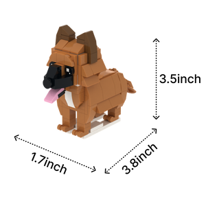 German Shepherd dog brick figure, size guide