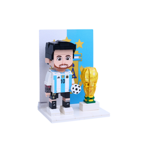 Golden Number 10 Striker custom brick figure, left-side view