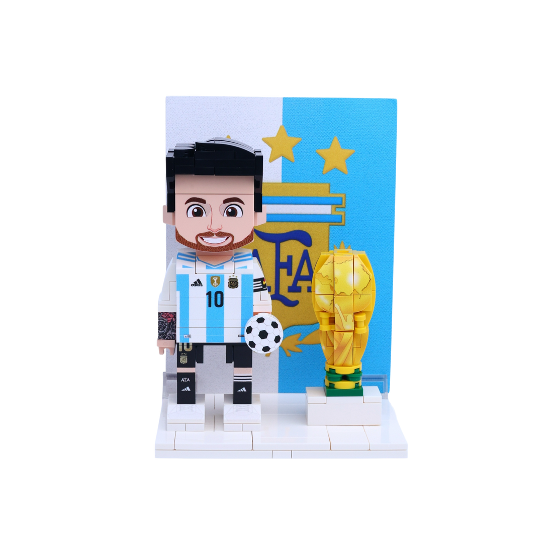 Golden Number 10 Striker custom brick figure, main product view