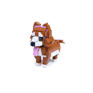 Golden Retriever dog brick figure, left-side view