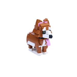 Golden Retriever dog brick figure, right-side view