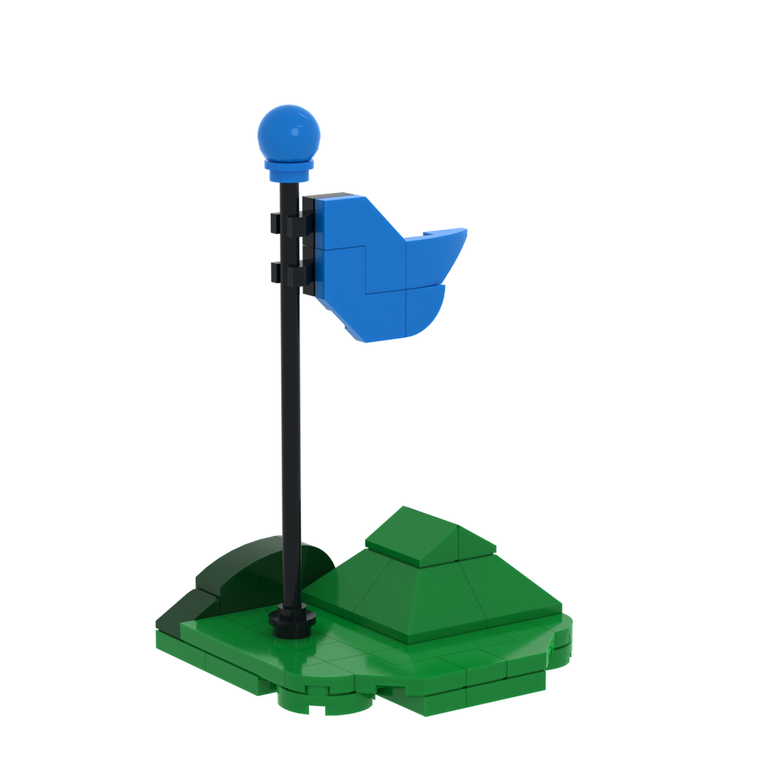 Golf Hole Flag brick scene accessory, right-side view