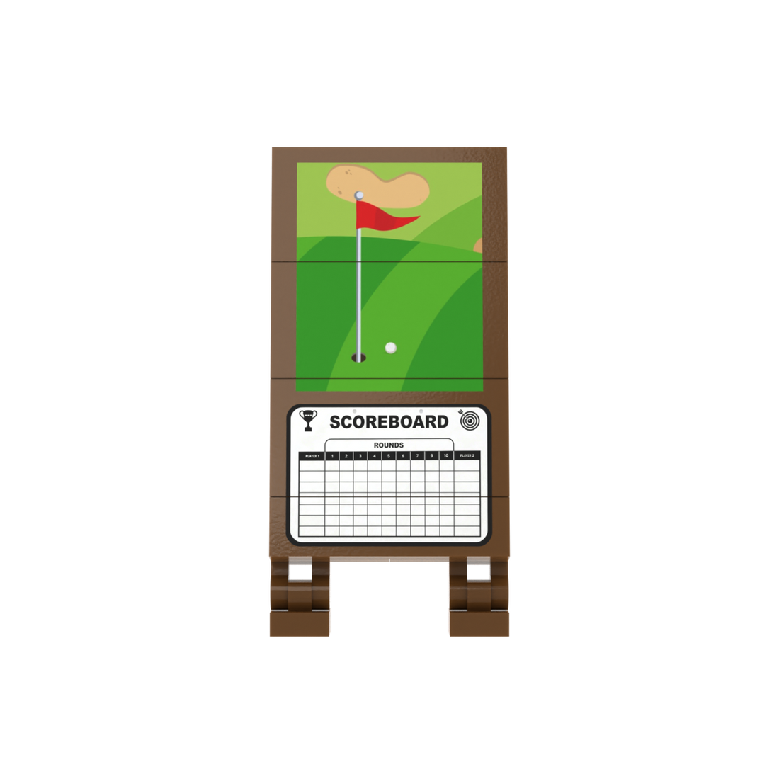 Golf Scoreboard brick scene accessory, left-side view