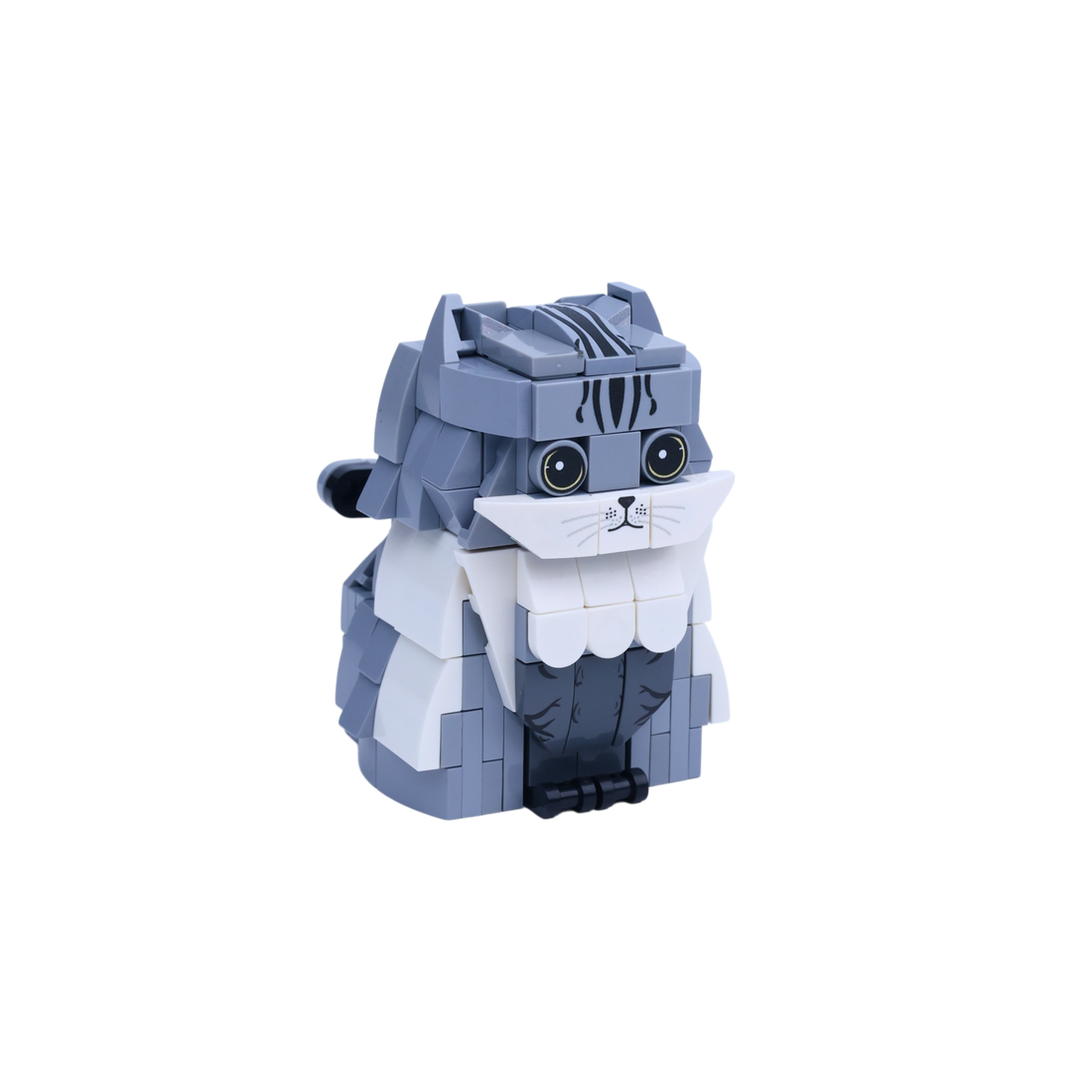 Gray Tabby Cat cat brick figure, left-side view