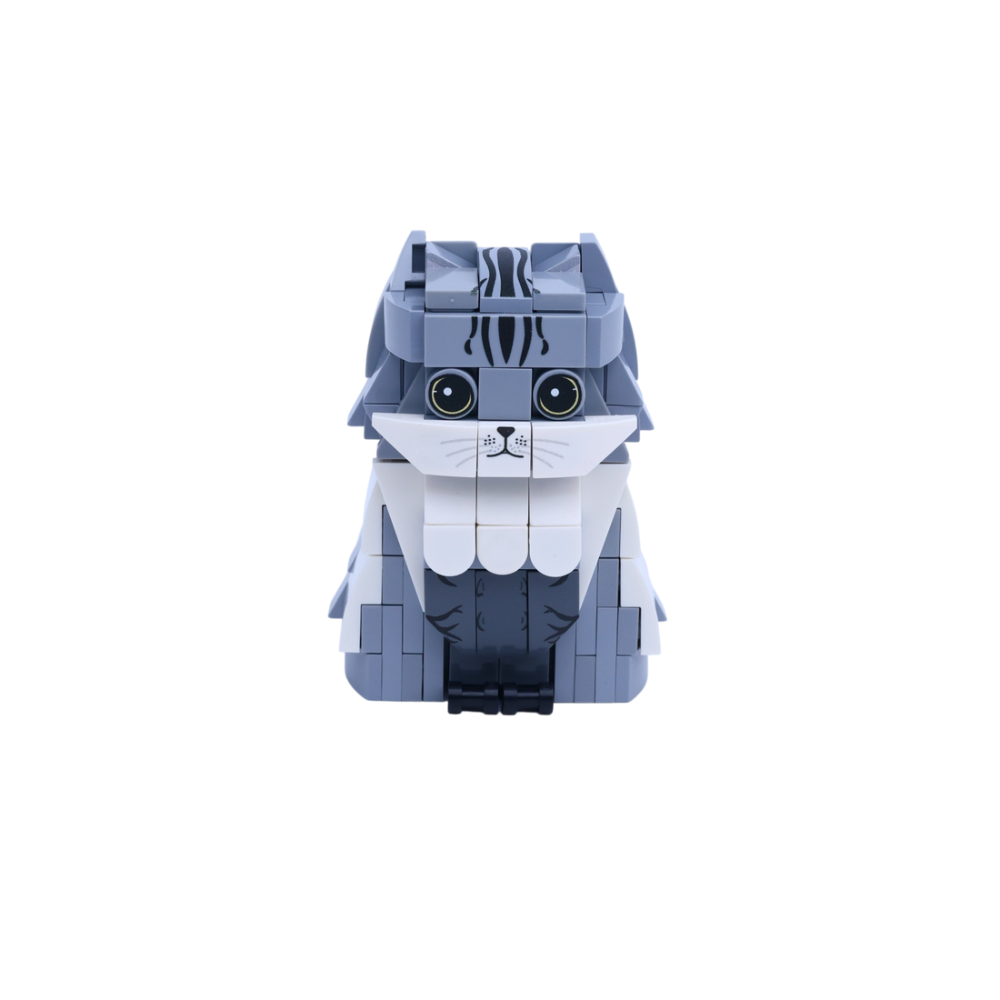 Gray Tabby Cat cat brick figure, main product view
