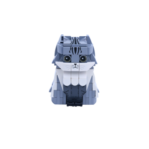 Gray Tabby Cat cat brick figure, main product view