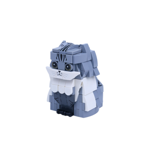Gray Tabby Cat cat brick figure, right-side view