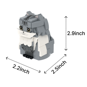 Gray Tabby Cat cat brick figure, size guide