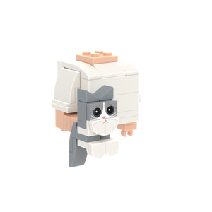 Gray-White Cat brick figure accessory, left-side view