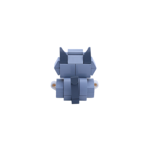 Gray White Cat Design 1 cat brick figure, back view