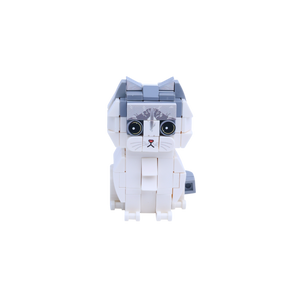 Gray White Longhair cat brick figure, main product view