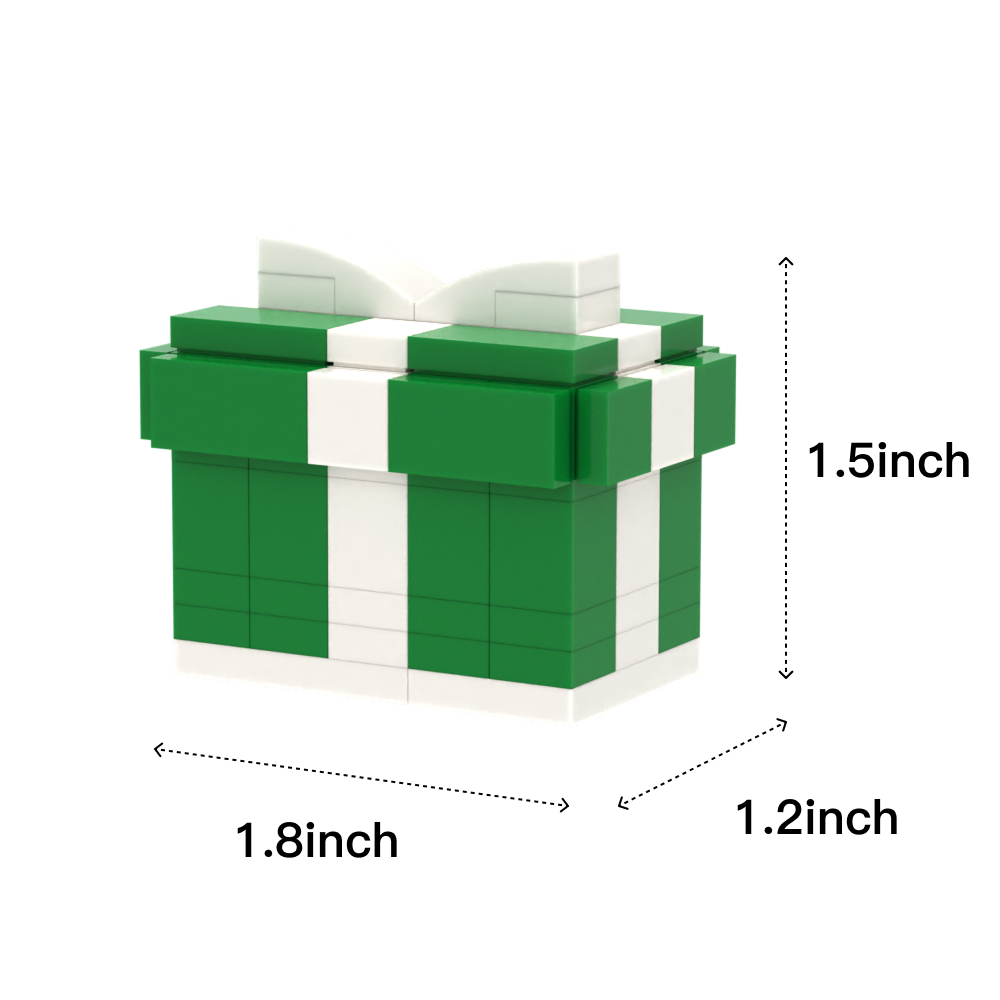 Green Gift Box brick scene accessory, size guide