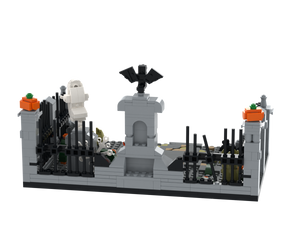 Halloween · Cemetery brick scene, back view
