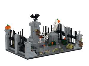 Halloween · Cemetery brick scene, left view