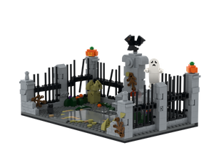 Halloween · Cemetery brick scene, right view