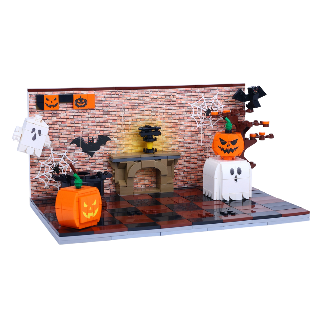 Halloween · Haunted Hangout brick scene, left view