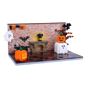 Halloween · Haunted Hangout brick scene, left view