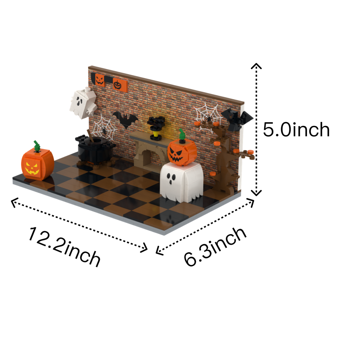 Halloween · Haunted Hangout brick scene, size guide