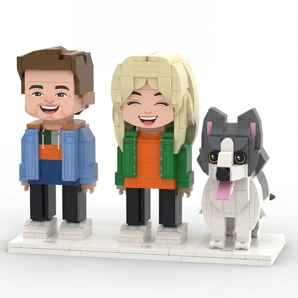 Paw U | Custom Couple & Fur-Baby 3D Brick Figure Family Set Paw U