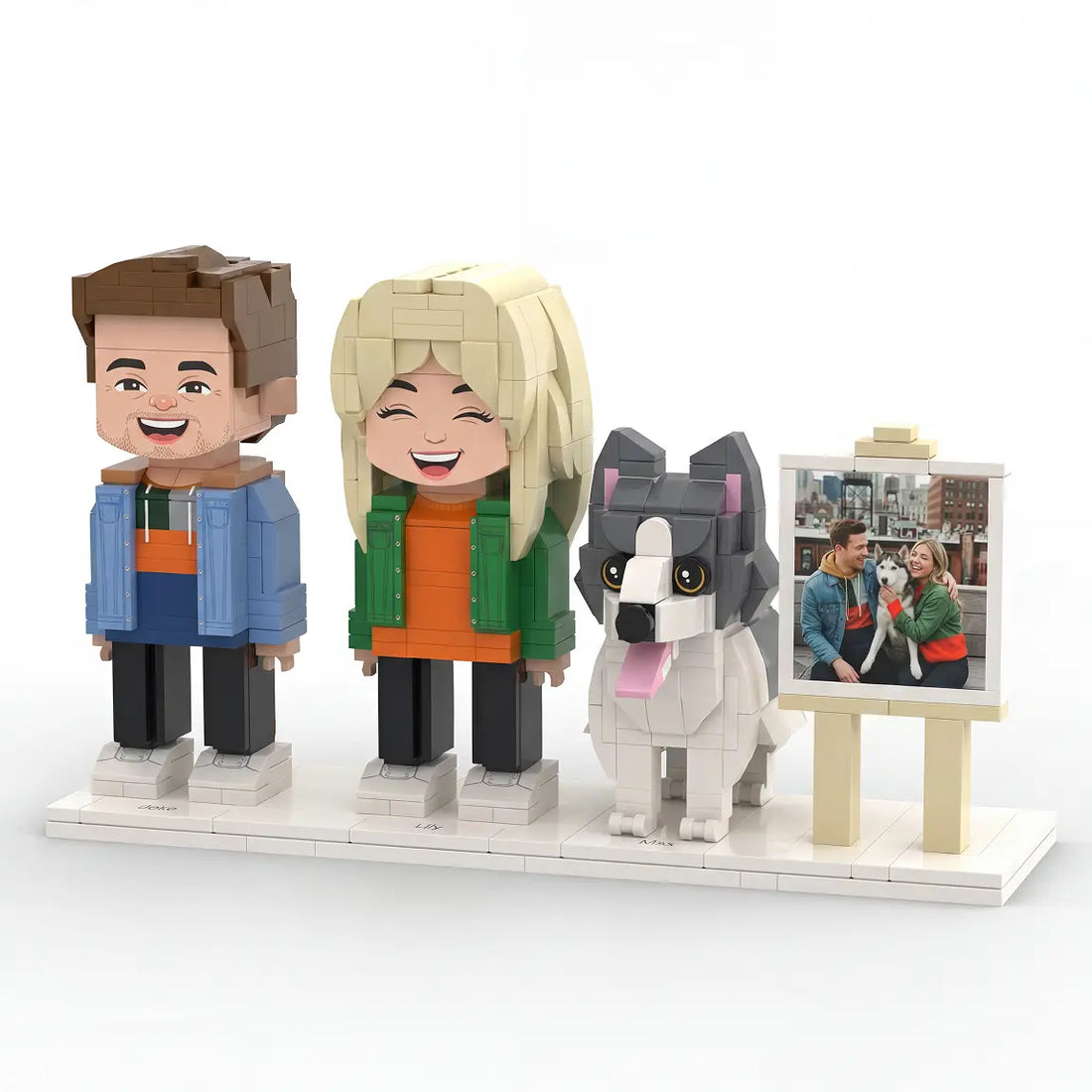 Paw U | Custom Couple & Fur-Baby 3D Brick Figure Family Set Paw U