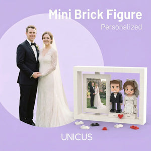 Modern Rotating Wedding Photo Frame Building Set - Personalized Couple Display with Heart Decor Mini U
