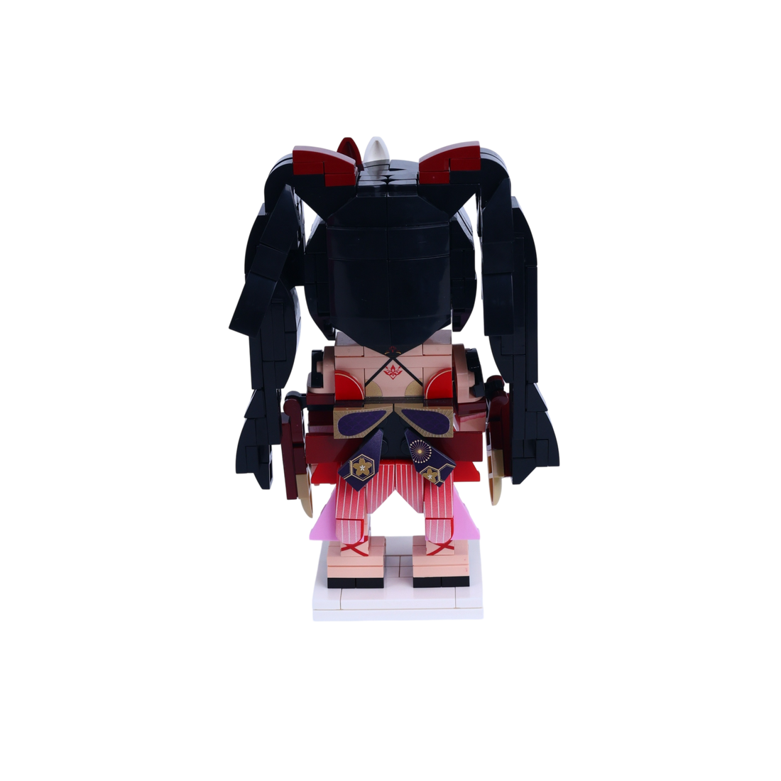 Masked Kimono Performer Duo custom brick figure, back view