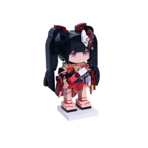 Masked Kimono Performer Duo custom brick figure, left-side view