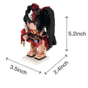 Masked Kimono Performer Duo custom brick figure, size guide