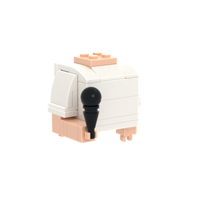 Microphone brick figure accessory, left-side view
