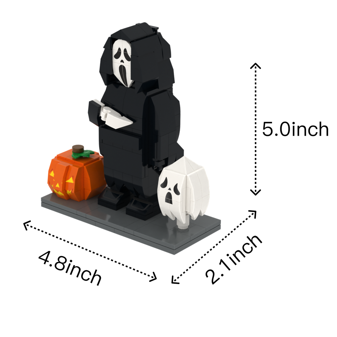 Midnight Fright custom brick figure, size guide