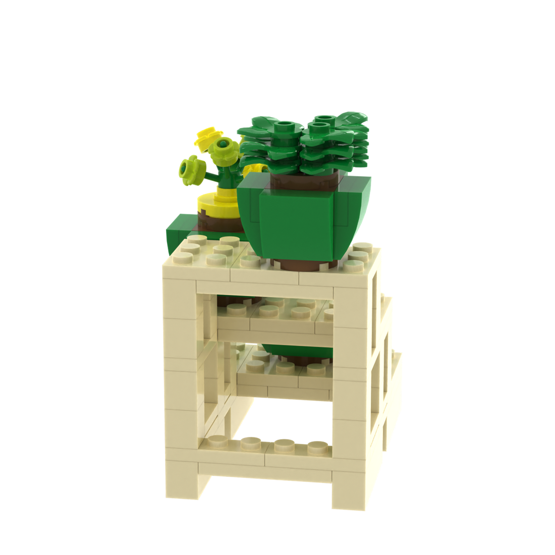 Multi-tier Plant Stand with Potted Flowers brick scene accessory, detail view 1