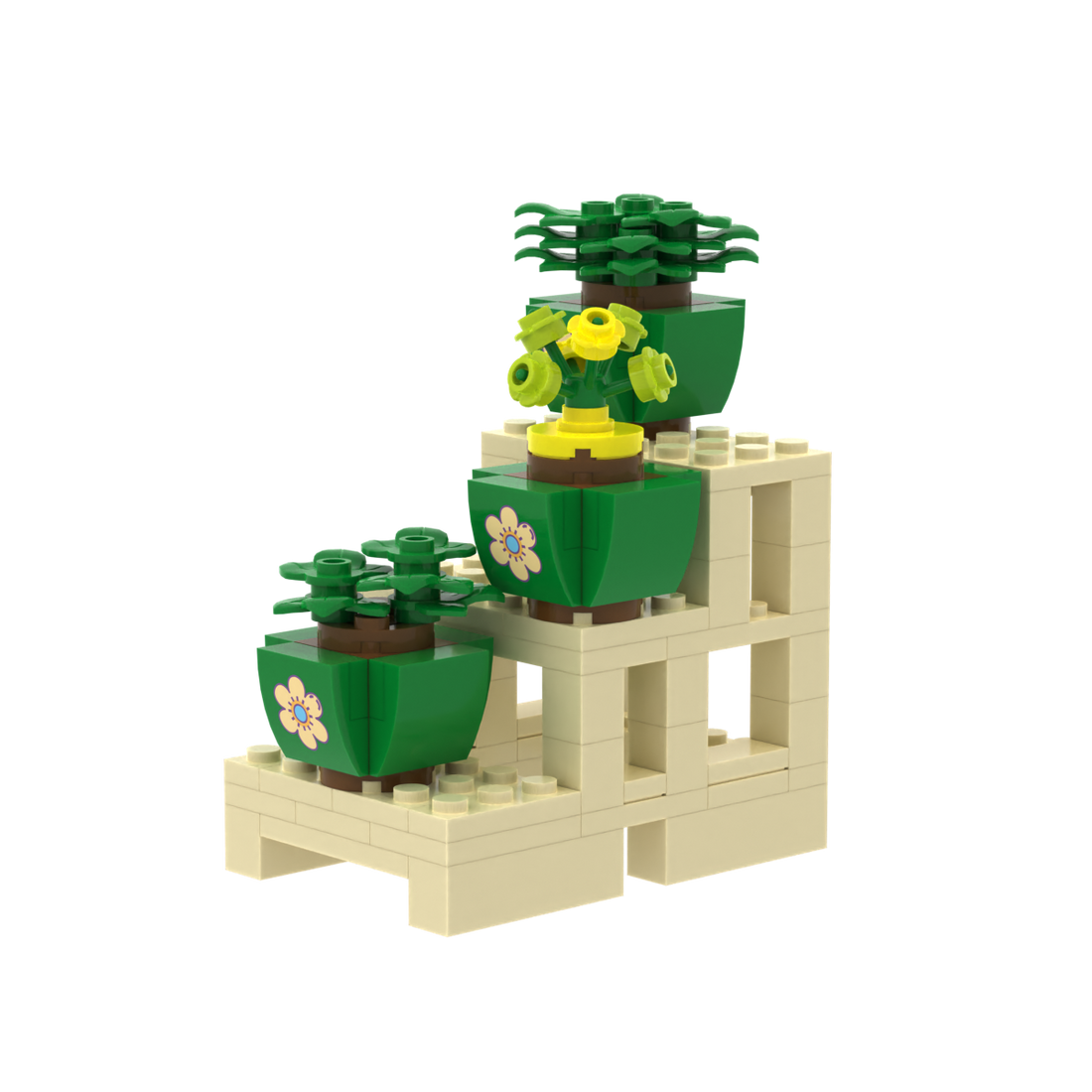 Multi-tier Plant Stand with Potted Flowers brick scene accessory, detail view 2