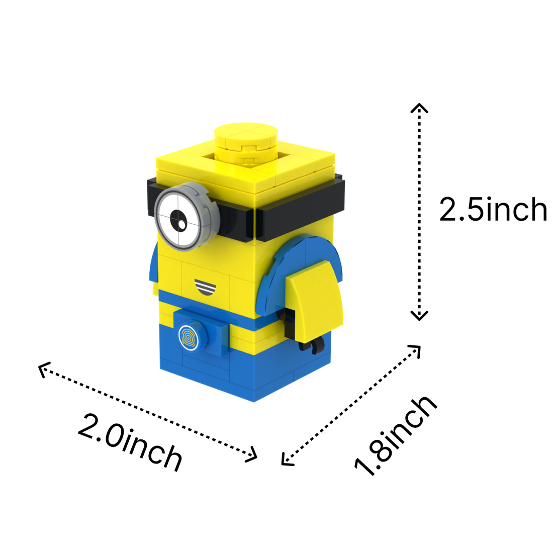 One-Eye Yellow Block Sprite brick art collectible, size guide