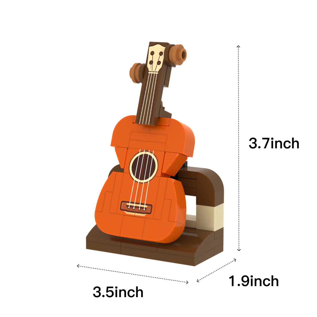 Orange Guitar brick scene accessory, size guide