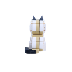 Orange White Cat Design 1 cat brick figure, back view