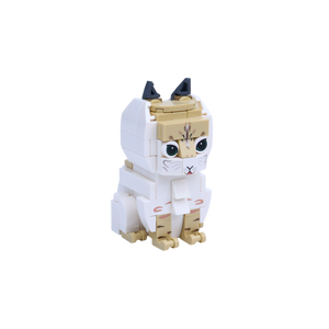Orange White Cat Design 1 cat brick figure, left-side view