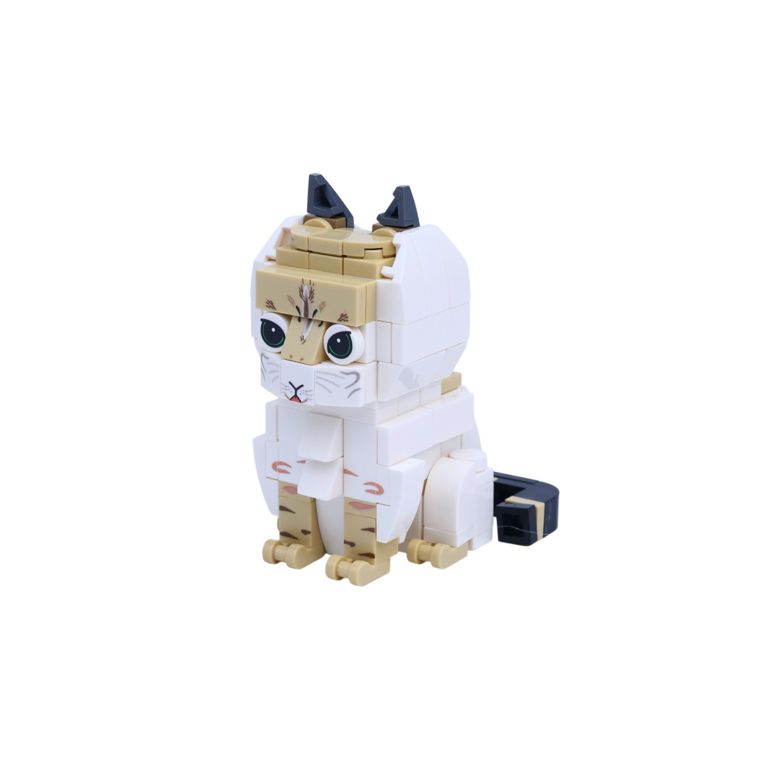 Orange White Cat Design 1 cat brick figure, right-side view
