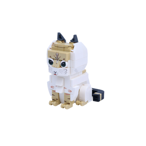 Orange White Cat Design 1 cat brick figure, right-side view