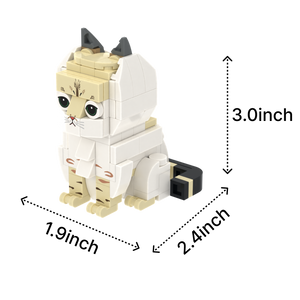 Orange White Cat Design 1 cat brick figure, size guide