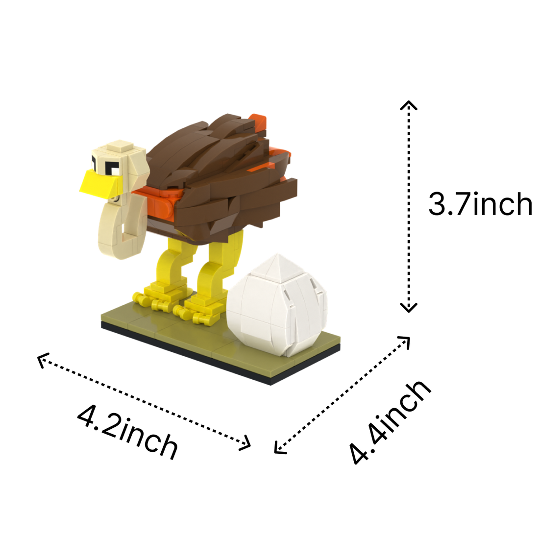 Ostrich brick art collectible, size guide