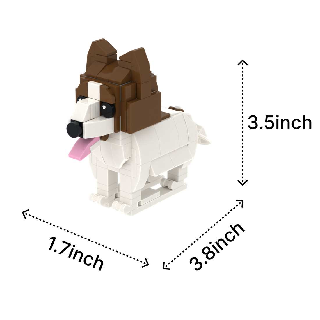 Papillon dog brick figure, size guide