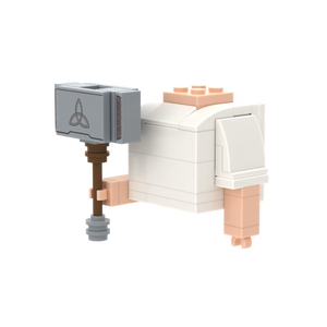 Patterned War Hammer brick figure accessory, right-side view