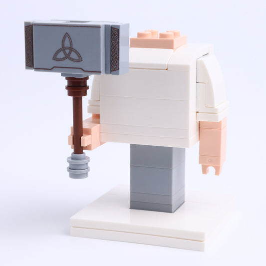 Patterned War Hammer brick figure accessory, right-side view