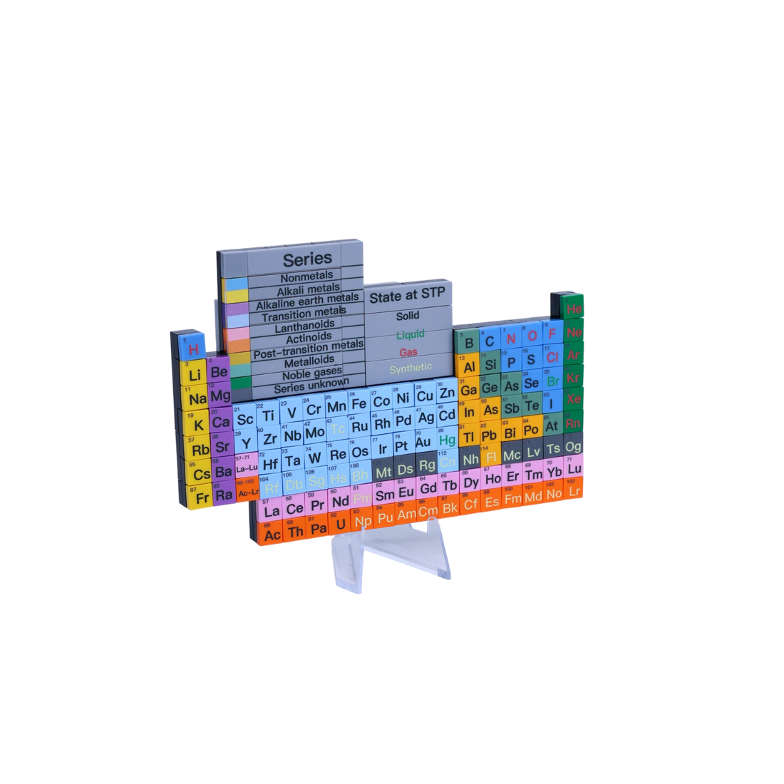 Periodic Table brick art collectible, left-side view