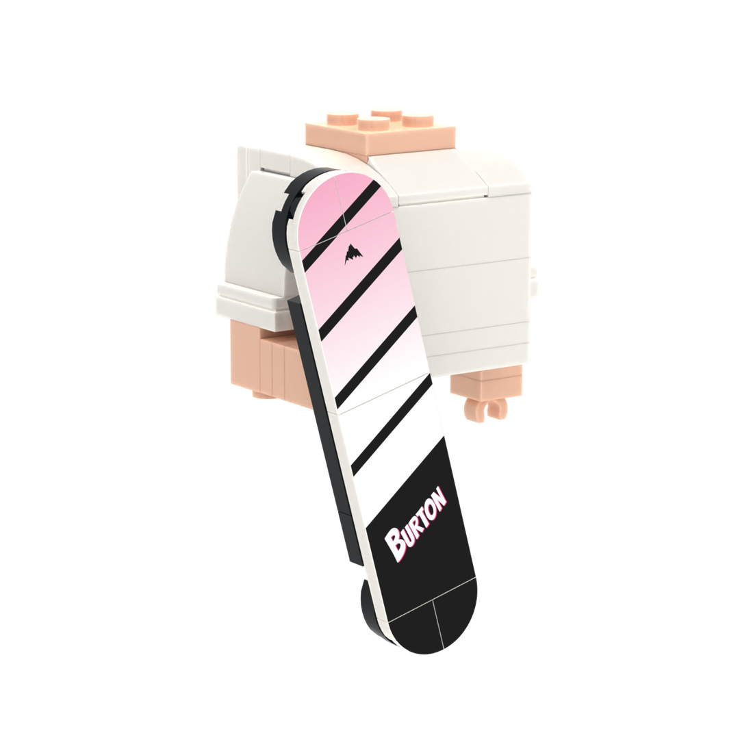 Pink-Black Diagonal Stripe Snowboard brick figure accessory, left-side view