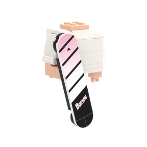 Pink-Black Diagonal Stripe Snowboard brick figure accessory, left-side view